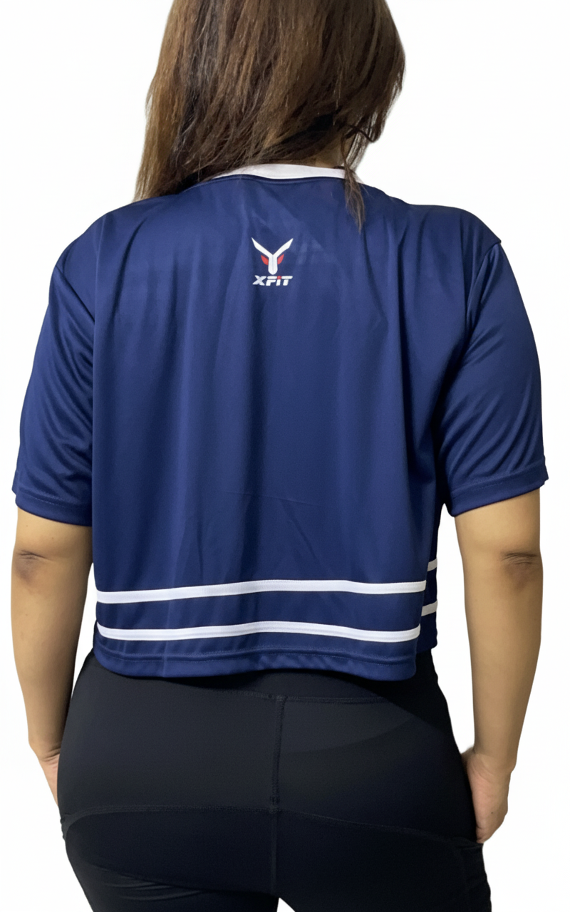 Boxy Fit White Stripe Sleeve Gym Tee