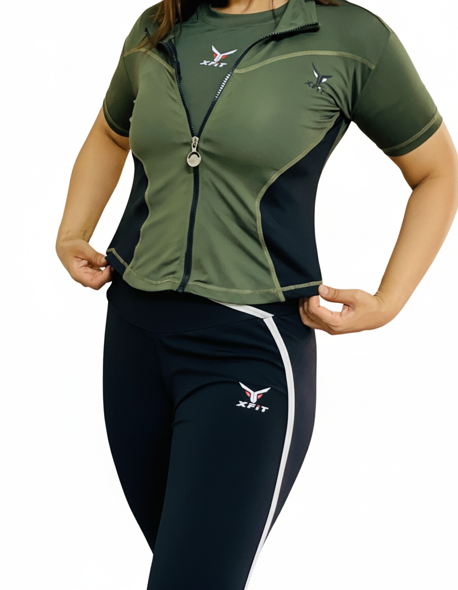 Short-Sleeve Performance Crop Top with Jacket