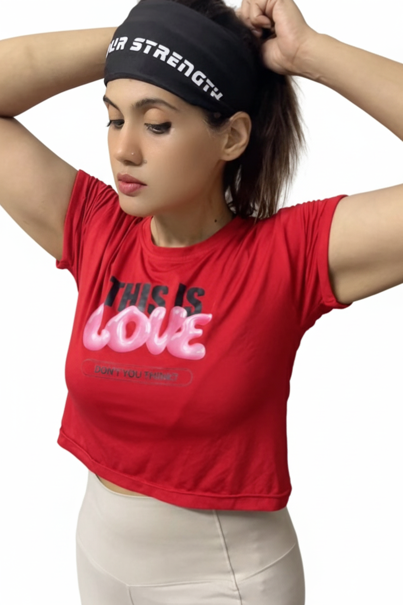 Love Print Crop Tee