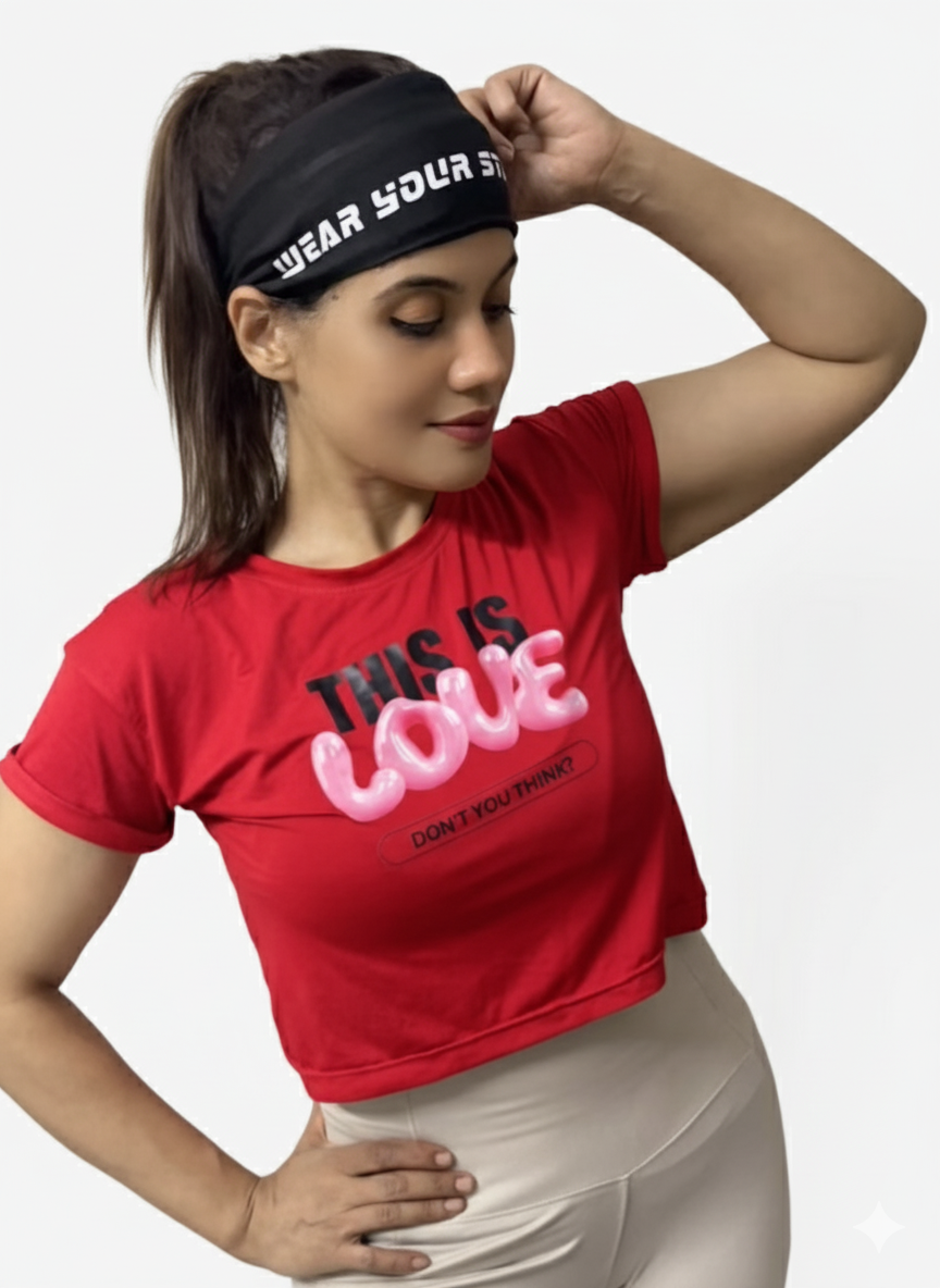 Love Print Crop Tee