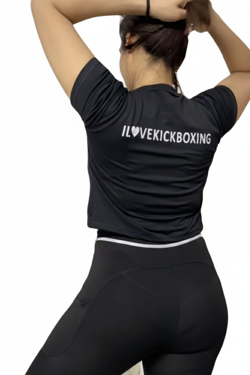 Black Kickboxing Workout Crop Top