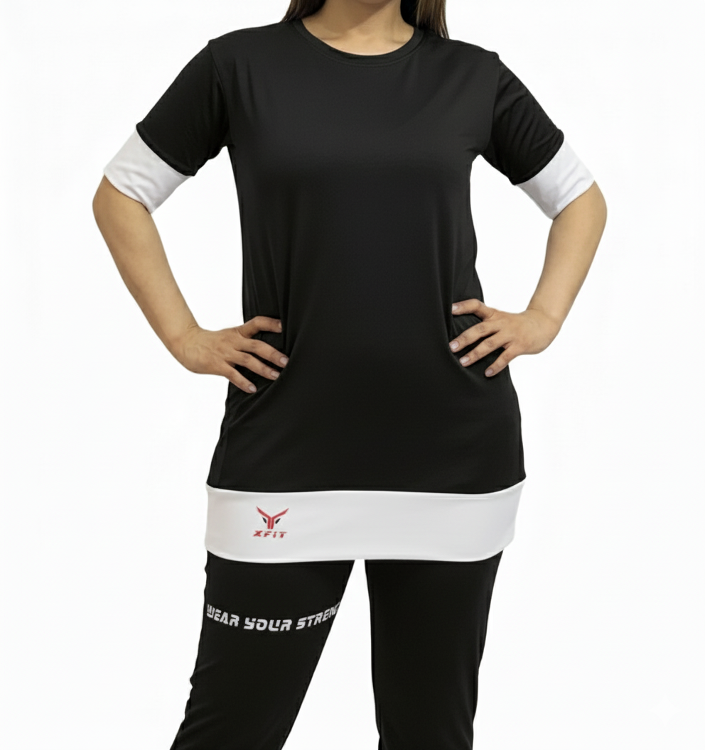 Women's Navy Blue & White Comfort Tunic Set