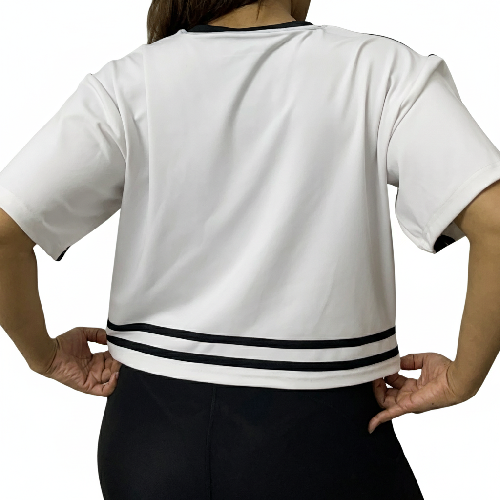 Boxy Fit Multi Stripe Sleeve Gym Tee