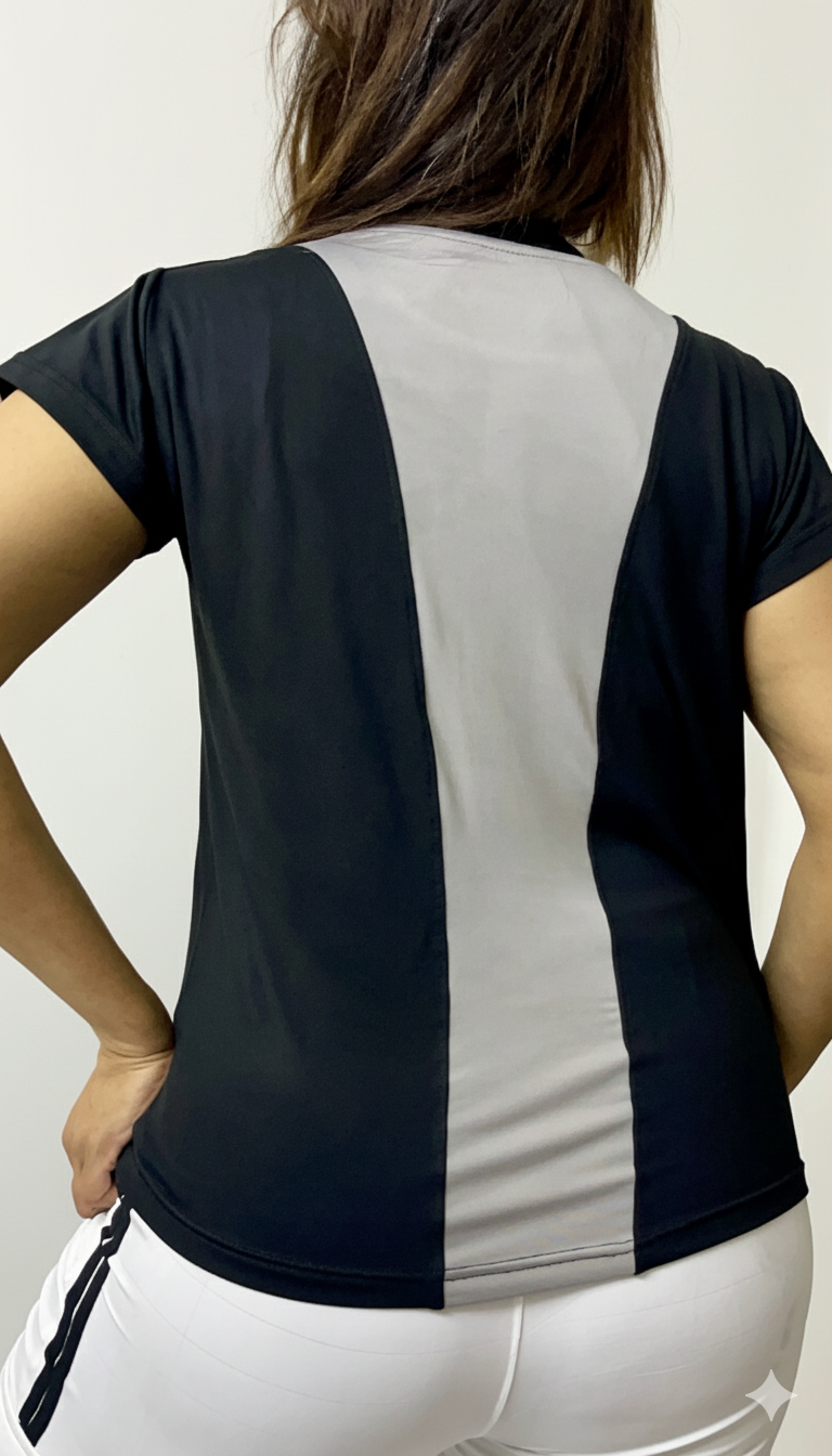 Crew Neck Black Workout Tee For Running And Training