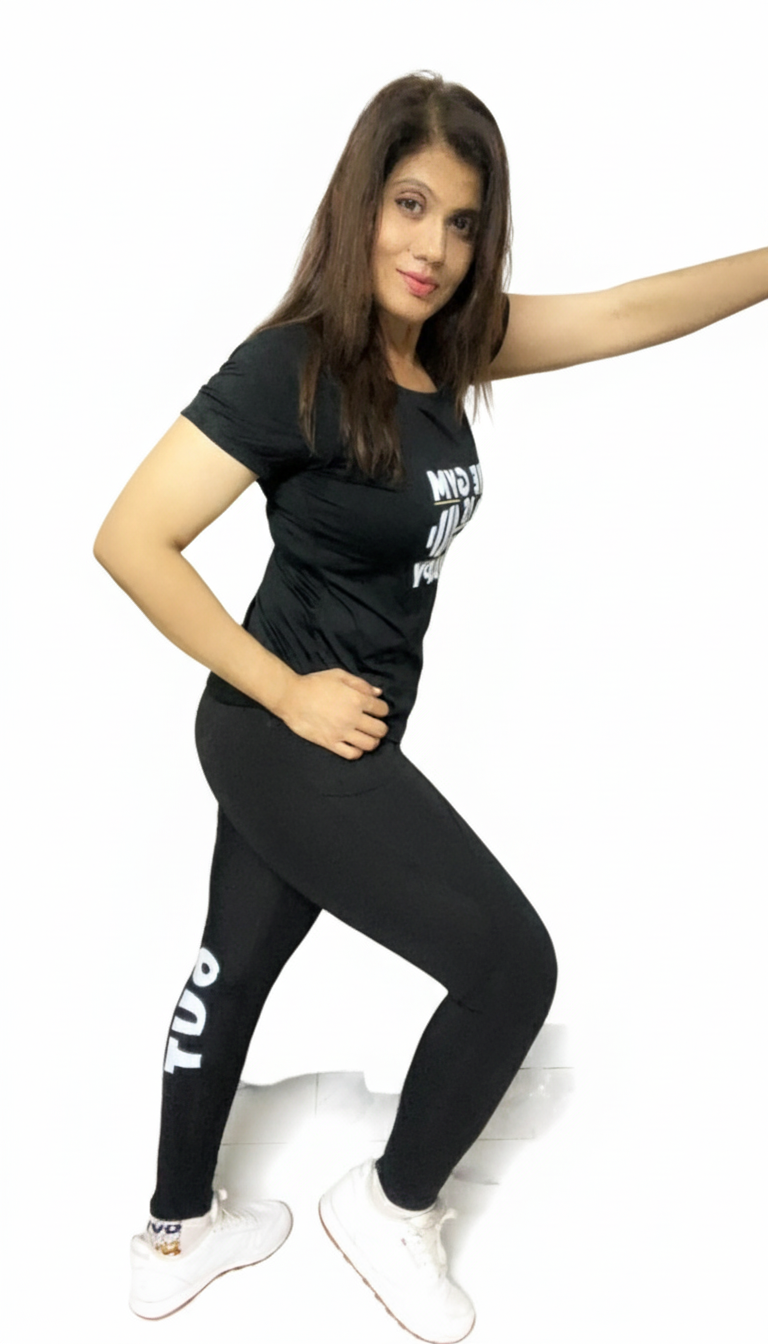 Women’s Black Gym Therapy Printed Tee Shirt by Xfit