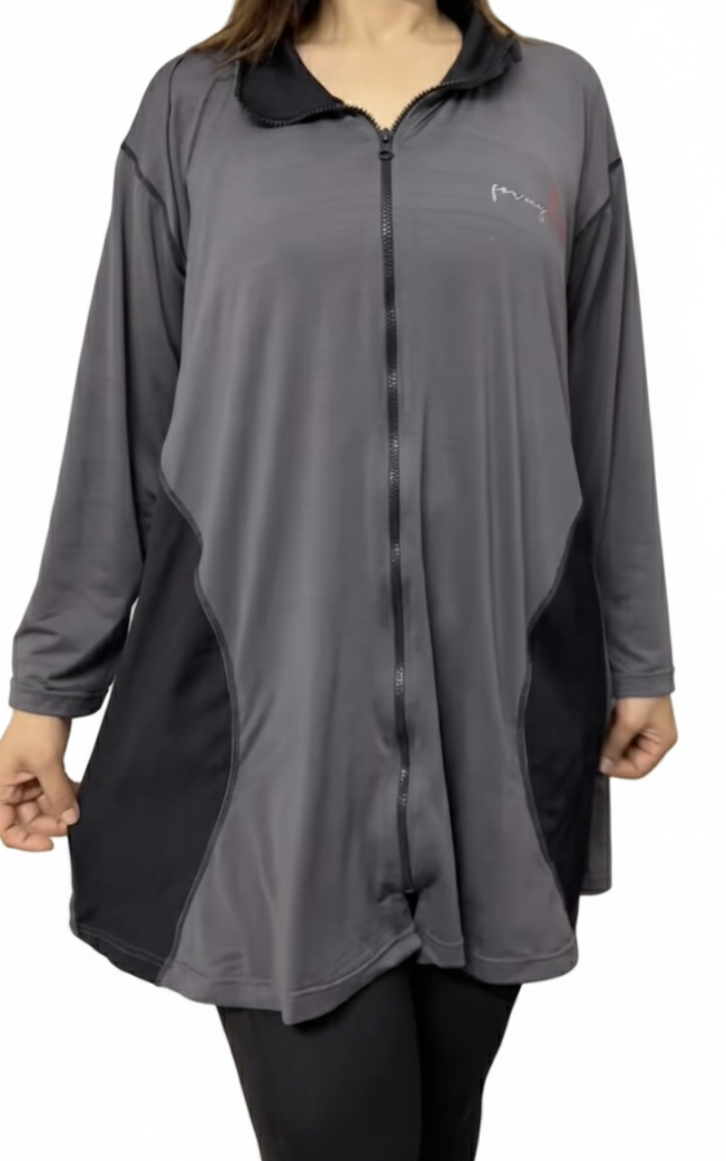 Longline Grey & Black Performance Jacket