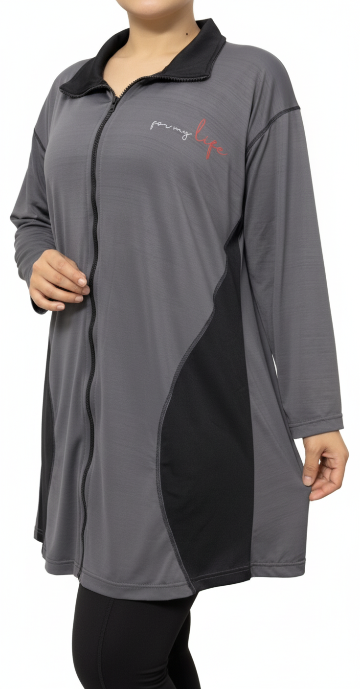 Longline Grey & Black Performance Jacket