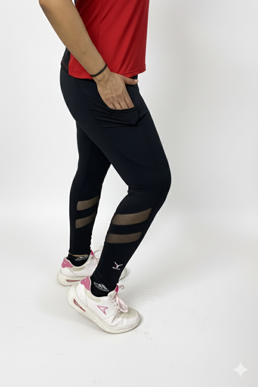 Sport Mesh Back Vented Athletic Top With Gym Tights