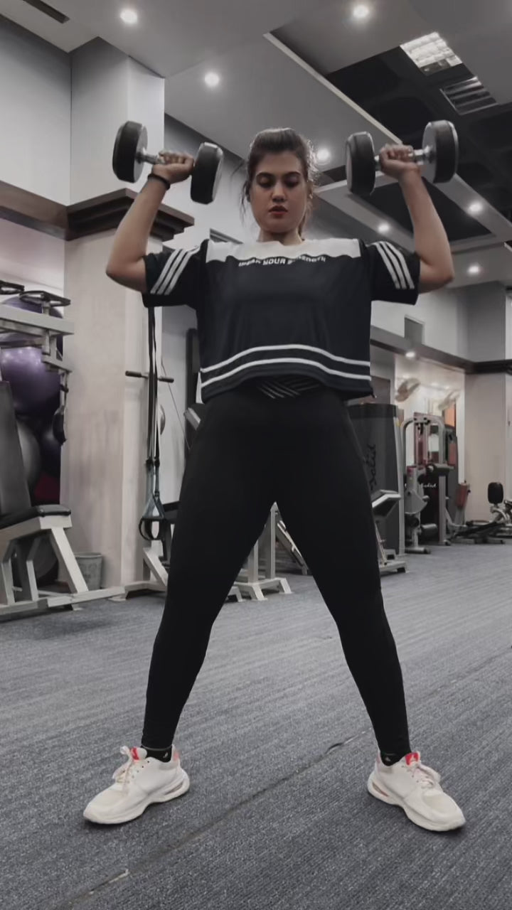 Boxy Fit White Stripe Sleeve Gym Tee